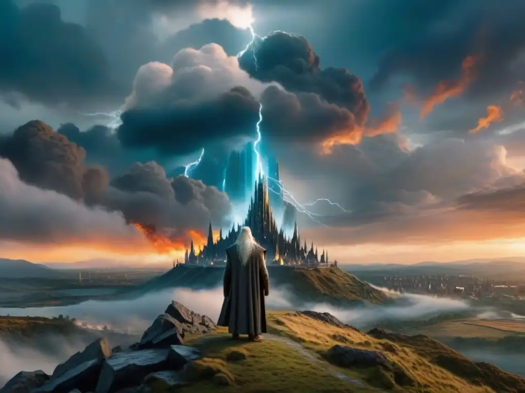 Saruman domina desde lo alto de Orthanc en Isengard, reflejando lecciones imperios en Señor Anillos