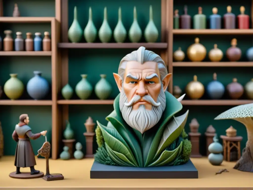 El hábil artista moldea con detalle un personaje de Narnia y Westeros, en un proceso de creación de mundos ficticios