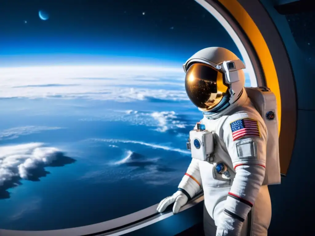 Un astronauta contempla la Tierra desde el espacio, reflejando soledad y maravilla