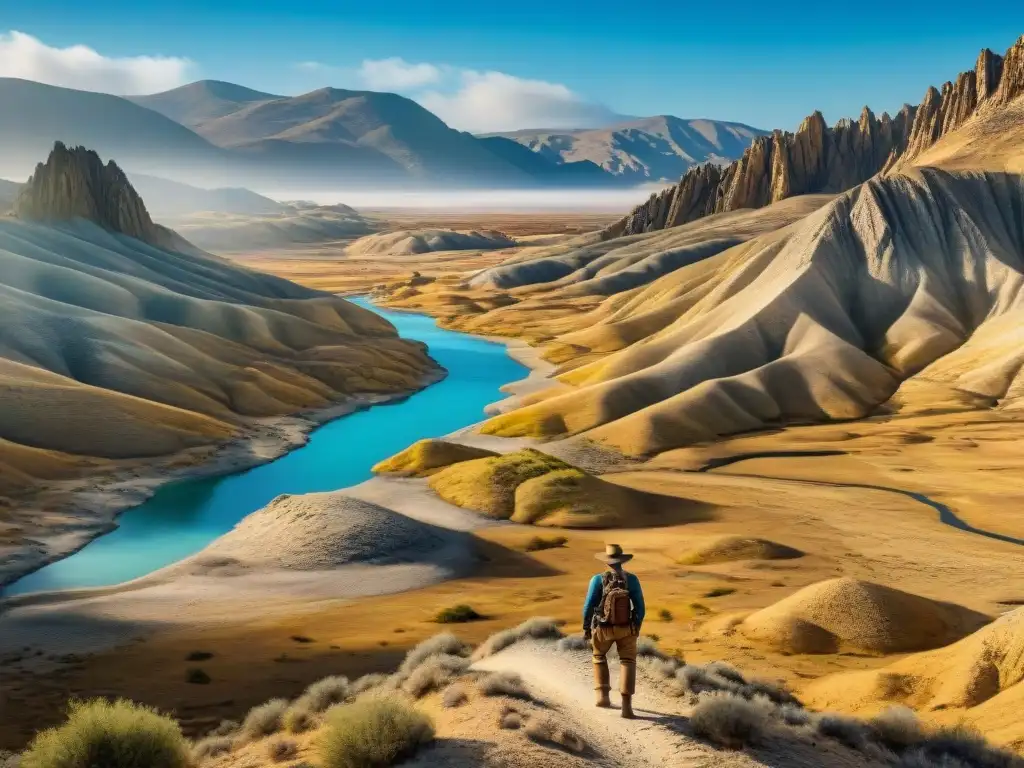 Un aventurero en el Desierto de Tabernas, Almería, con un mapa antiguo