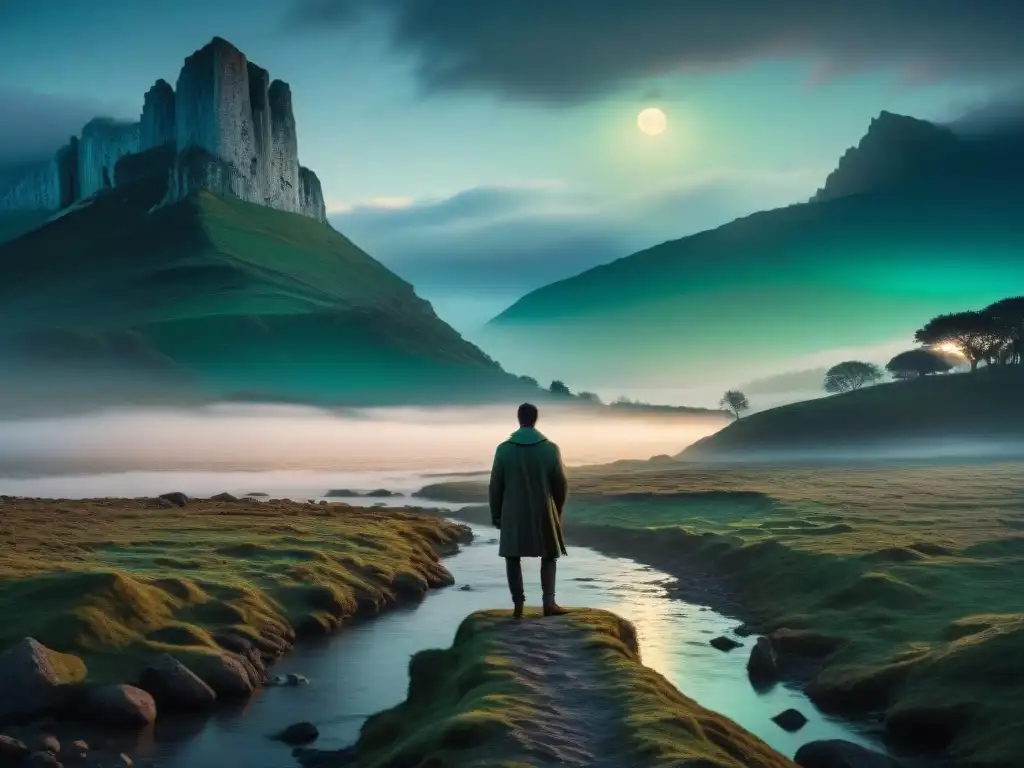 Una representación cinematográfica de Limbo, con figuras históricas y mitológicas vagando en un paisaje tenebroso