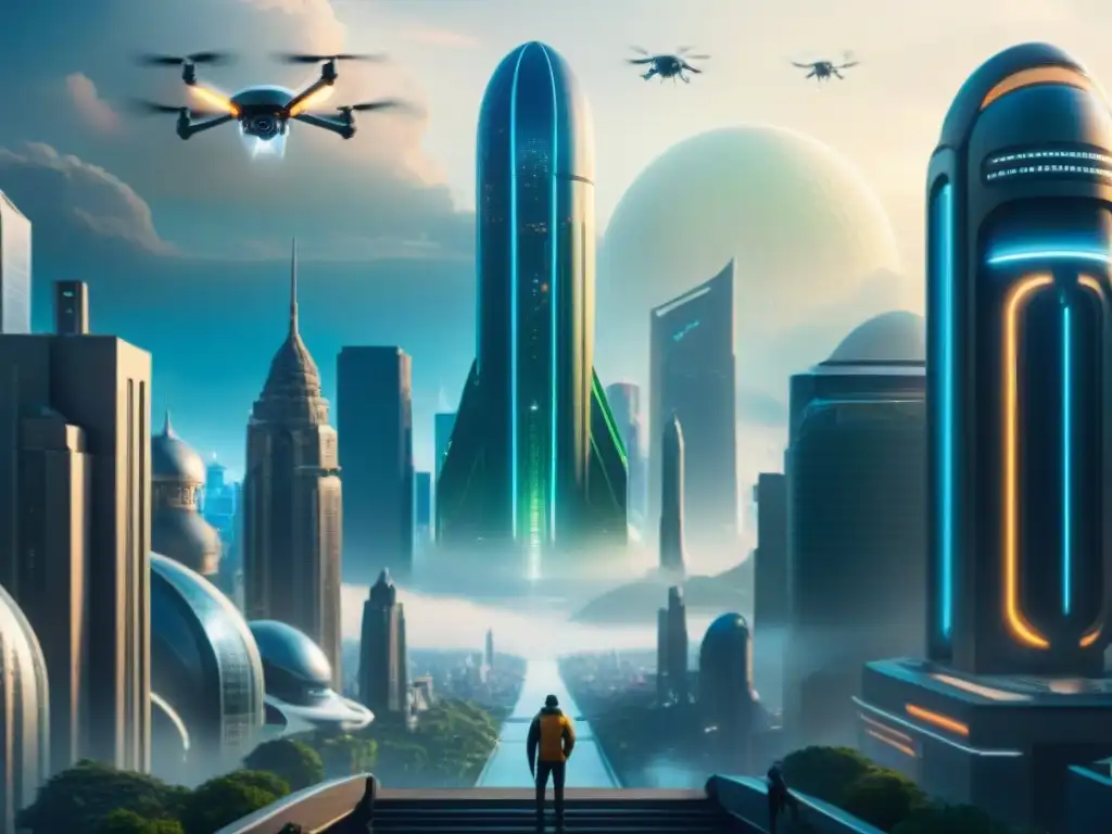 Una ciudad futurista se fusiona con tecnología alienígena, creando una relación única entre IA, vida extraterrestre y universos