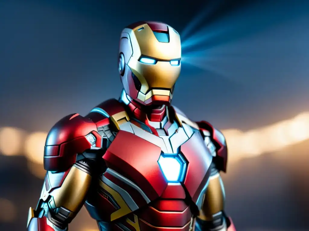 Un coleccionista cuidadosamente limpia una figura premium de Iron Man, resaltando la importancia del mantenimiento de figuras de colección