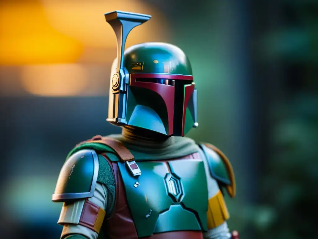 Un coleccionista sostiene con reverencia una figura de acción vintage de Boba Fett de Star Wars en perfecto estado