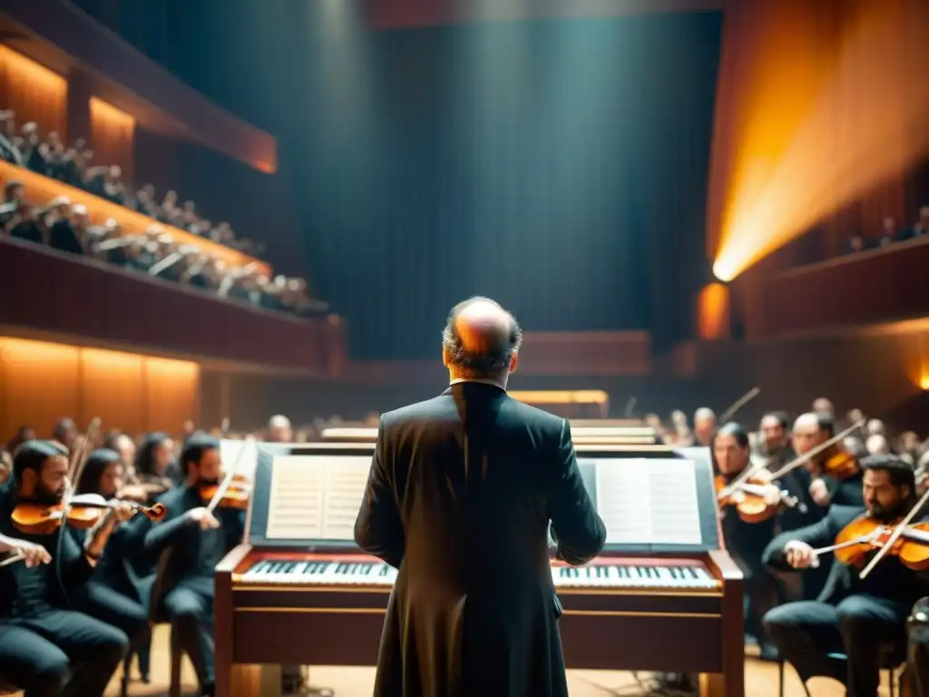 Concierto épico de Hans Zimmer dirigiendo orquesta en vivo, ambiente mágico y pasión