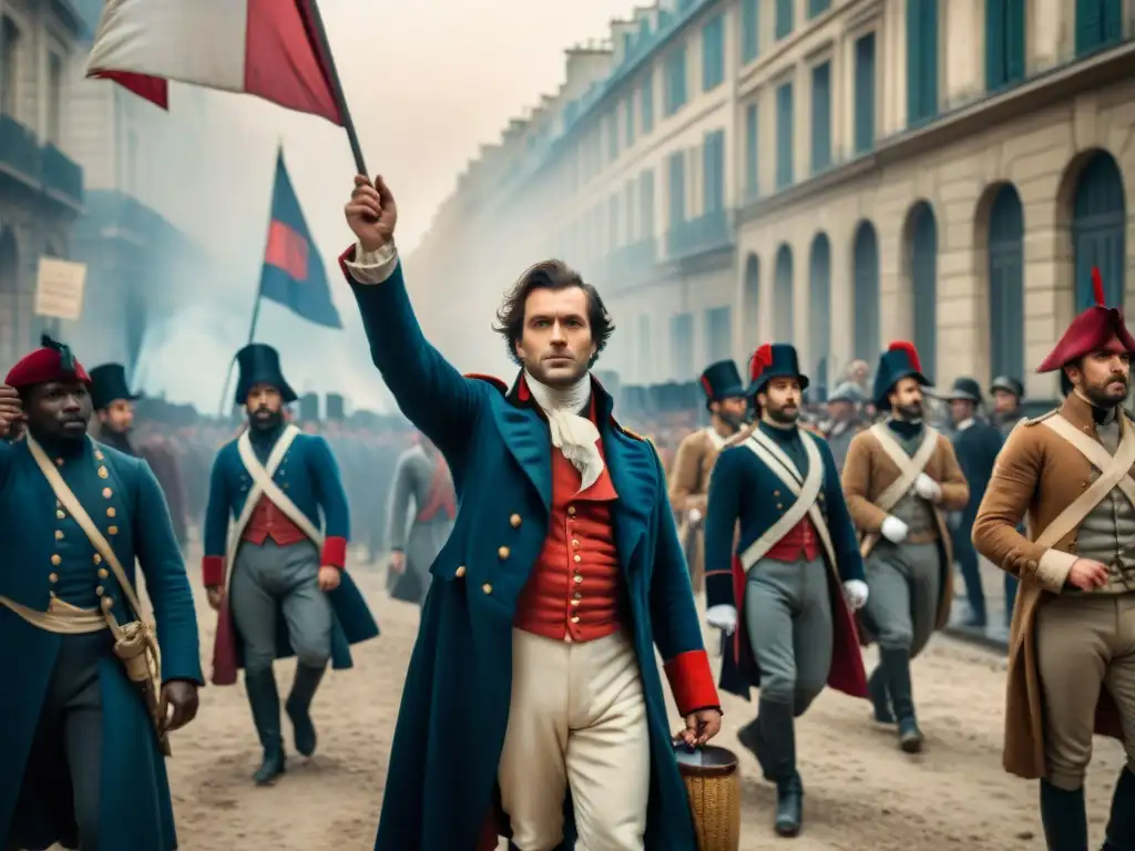 Confrontación de revolucionarios y autoridades en las calles de París, reflejando el poder en Los Miserables análisis