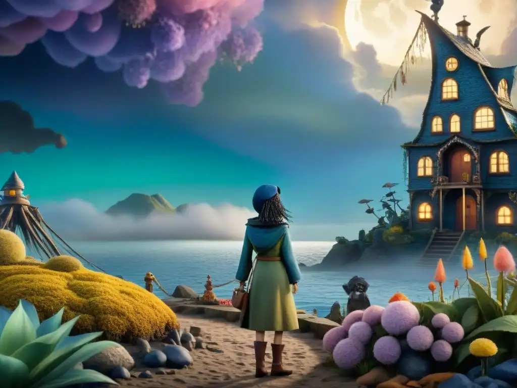 Coraline Jones en un mundo misterioso rodeada de criaturas fantásticas