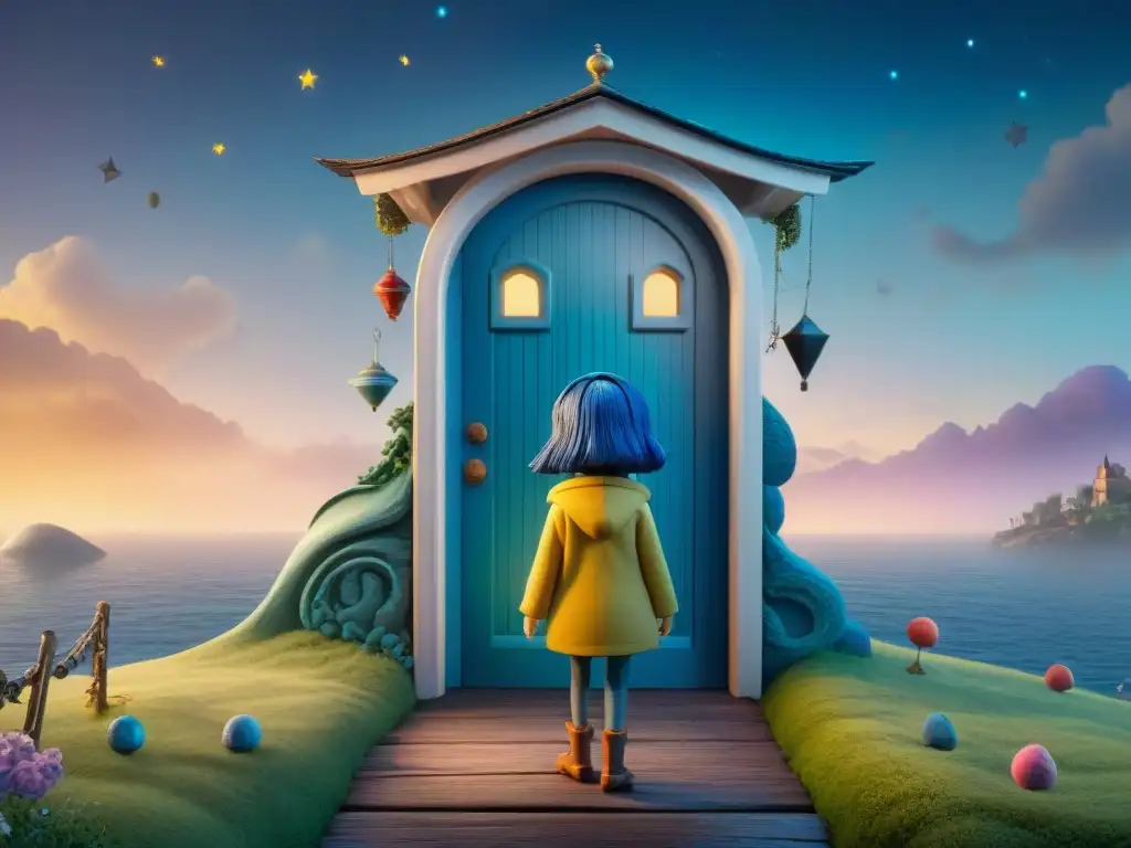 Coraline en el umbral entre dos mundos, uno mundano y otro encantado