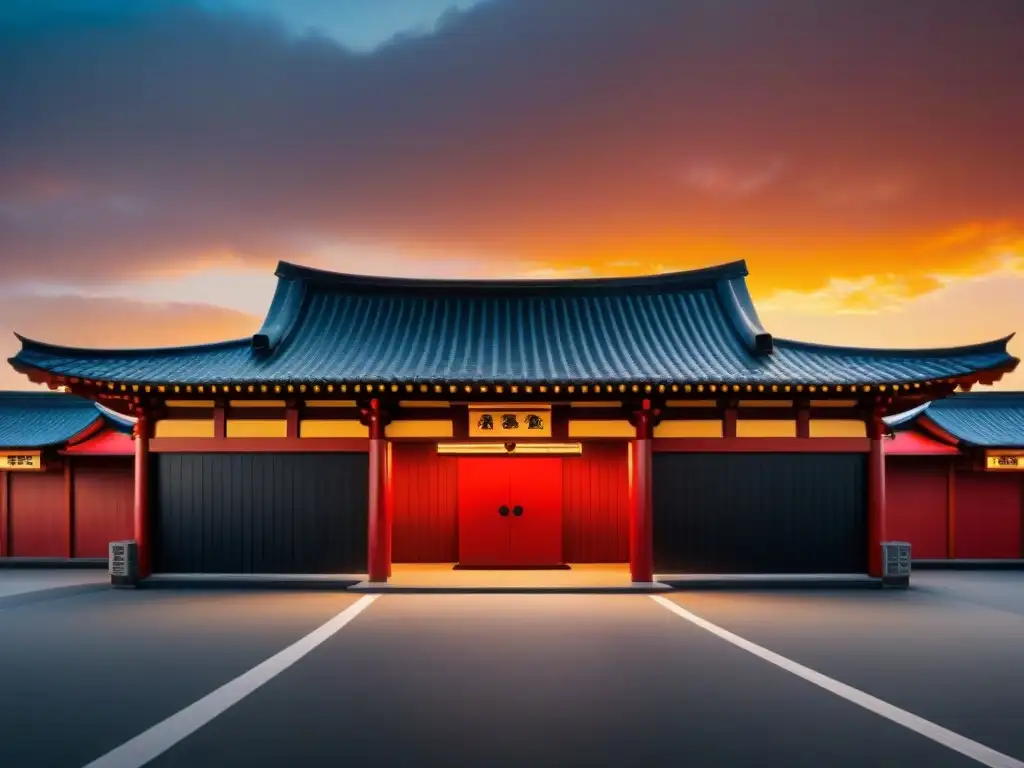 Creación de mundos en Cobra Kai: Atardecer en el icónico dojo, con su arquitectura japonesa y colores rojo y negro