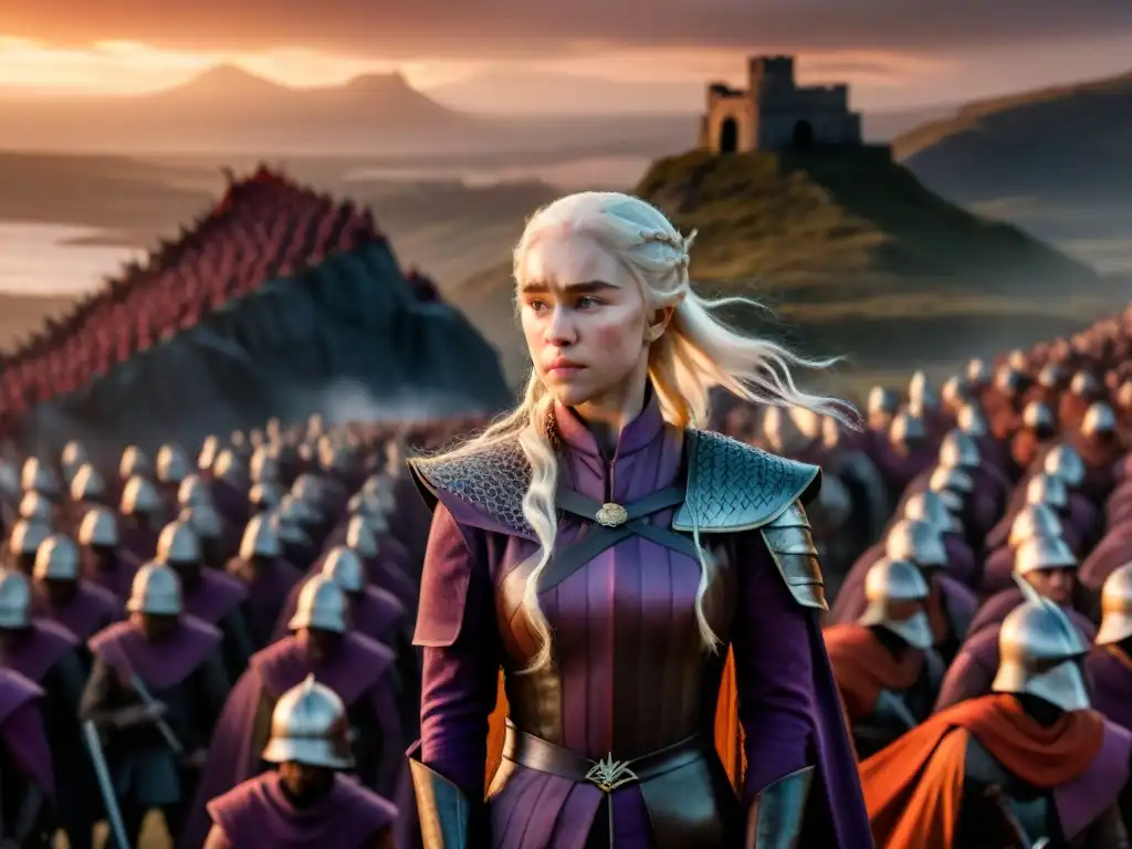 Daenerys Targaryen, Madre de Dragones, lidera valientemente un ejército de Unsullied