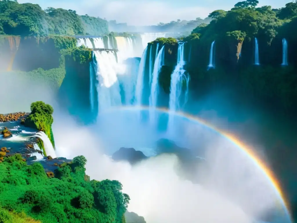 Deslumbrante cascada de Iguazú, inspiración africana en Black Panther, con agua poderosa y exuberante vegetación