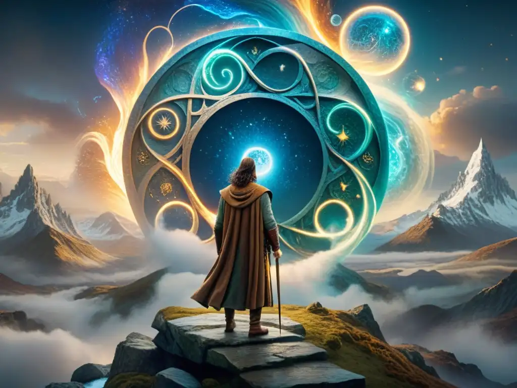Los Valar crean Arda: un espectáculo divino Ilustración detallada de la creación de Arda en El Silmarillion de Tolkien, con los Valar moldeando el mundo entre energías cósmicas