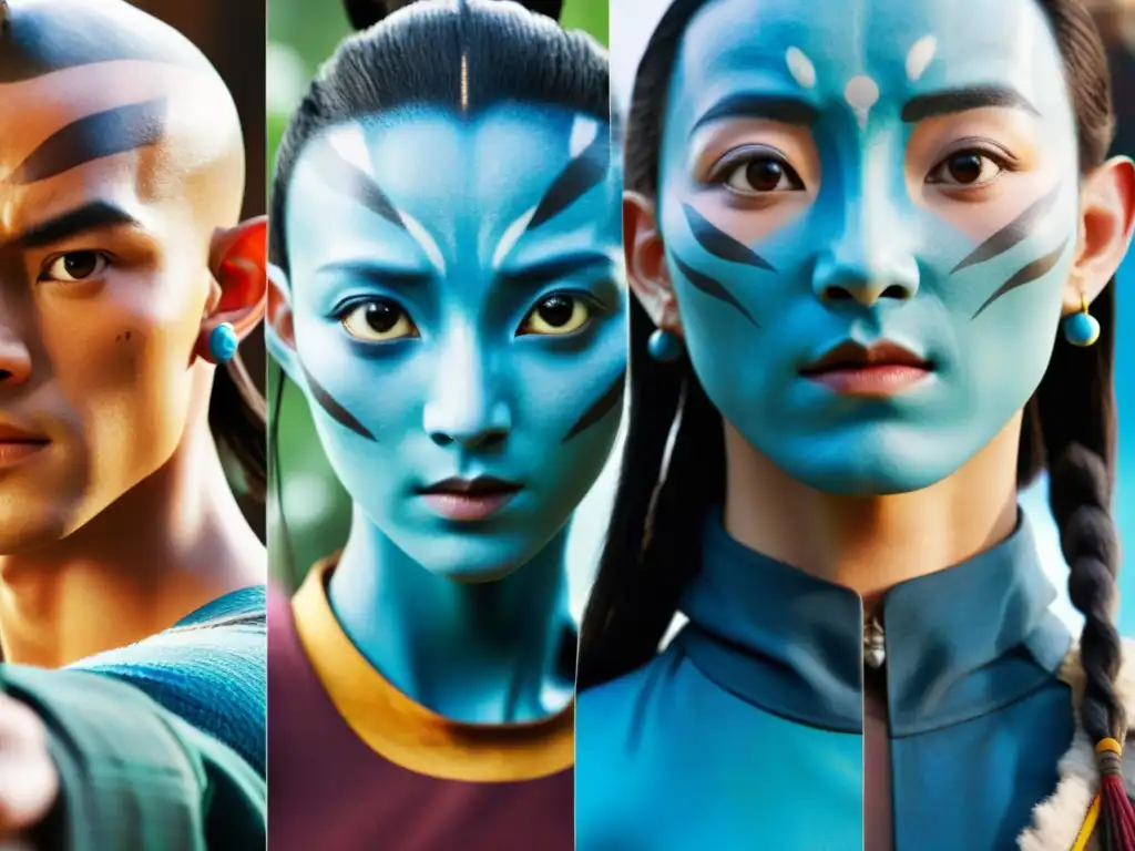 Comparación detallada lado a lado de personajes clave de 'Avatar: La Leyenda de Aang' en animación y adaptación live-action