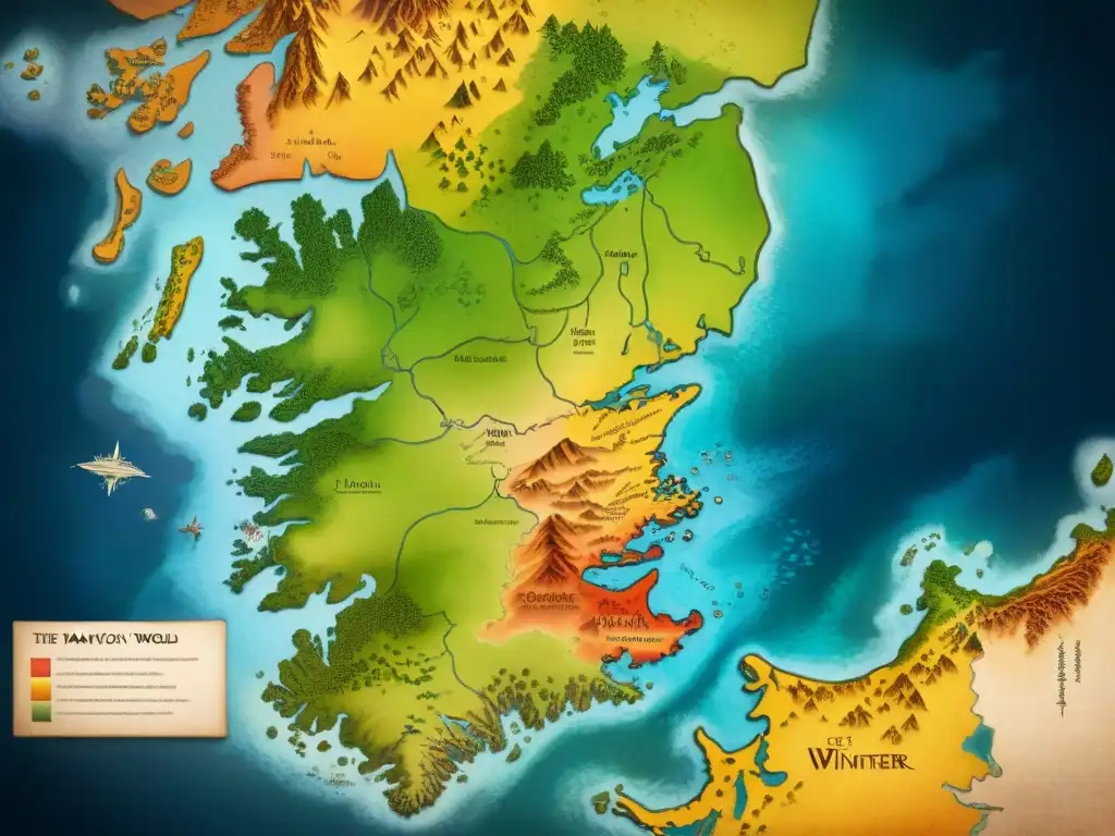 Un detallado análisis geográfico de Westeros y Essos, con colores vivos y detalles que invitan a explorar