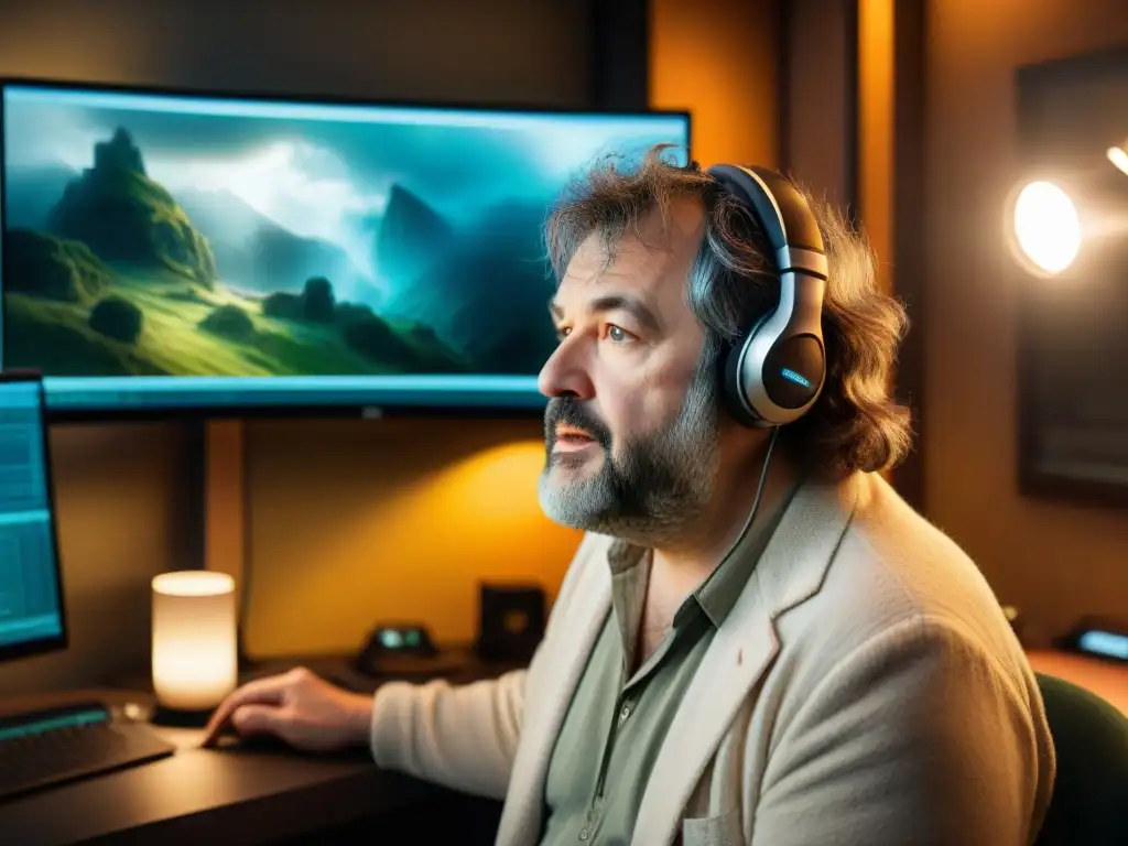 Director Peter Jackson en sala de edición, inmerso en la adaptación trilogía cinematográfica El Hobbit