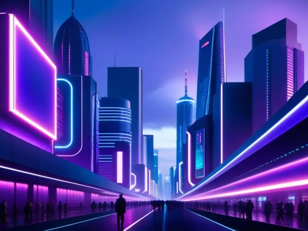 Una distopía tecnológica en Black Mirror: una ciudad futurista iluminada por luces de neón en la noche