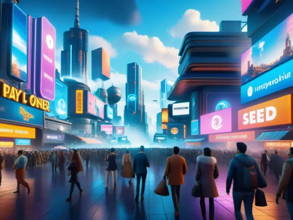 Una economía en Ready Player One cobra vida en un bullicioso mercado virtual lleno de energía y creatividad