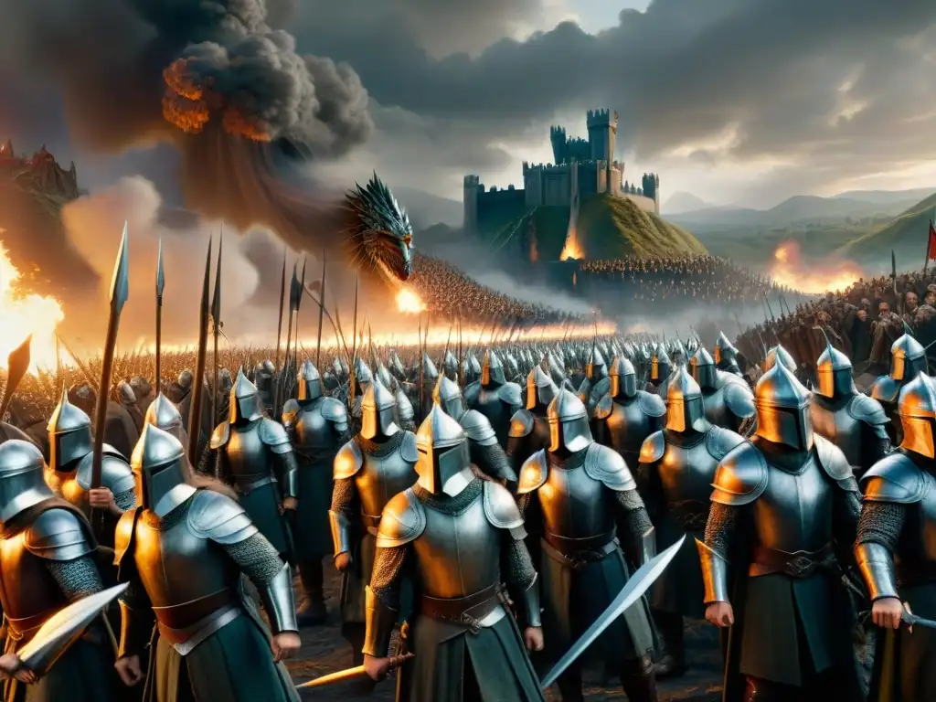 Batalla épica en Helm's Deep: defensa heroica contra Urukhai Épica Batalla de Helm's Deep en Middle Earth con estrategias bélicas en acción bajo la noche tormentosa
