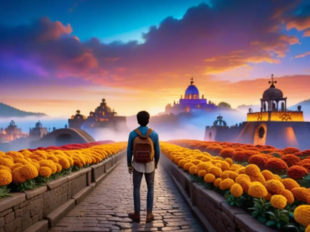 Escena colorida de la Tierra de los Muertos en 'Coco', reflejando la rica cultura mexicana y el icónico puente de Cempasúchil