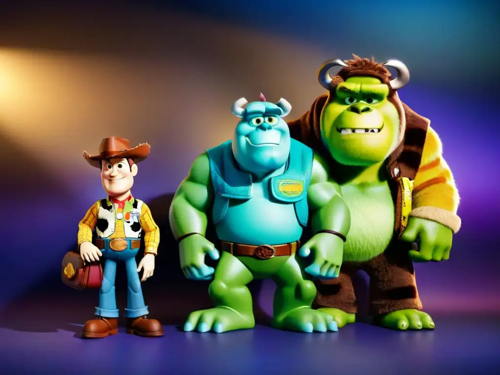 Una escena épica con Woody y Sulley de Toy Story y Monsters Inc