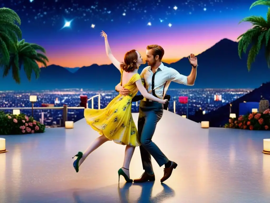 Emma Stone y Ryan Gosling bailan bajo las estrellas en un vibrante renacimiento del musical en La La Land