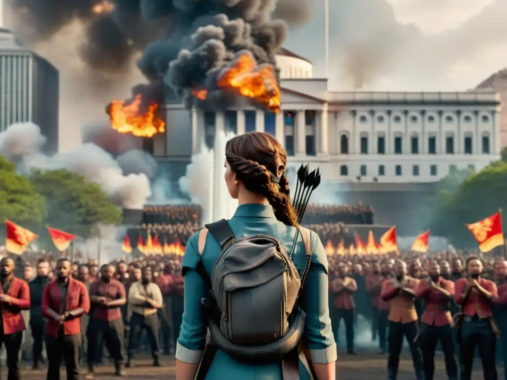 Katniss Everdeen desafiante frente al Capitolio en una reivindicación política de 'Los Juegos del Hambre'