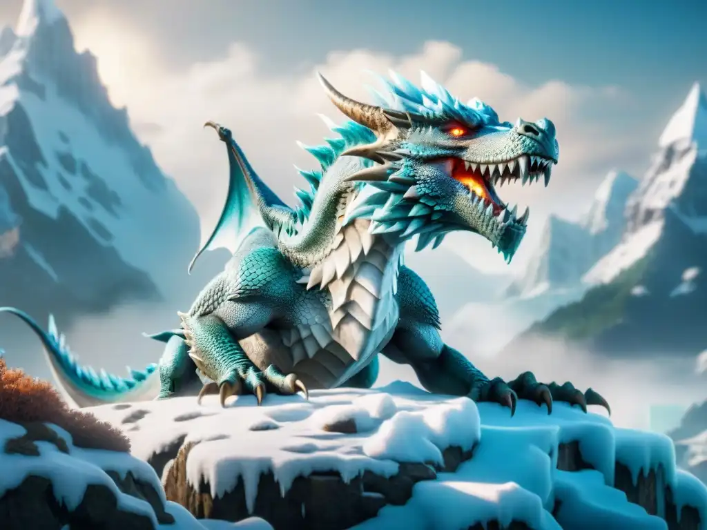 Evocadora evolución de dragones de hielo en videojuegos, desde pixelado 8bit hasta hiperrealista, en paisaje helado y místico