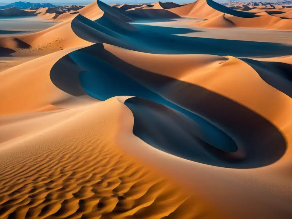 Exploración del Ecosistema de Arrakis: Deslumbrante desierto de arena con dunas imponentes bajo el sol abrasador