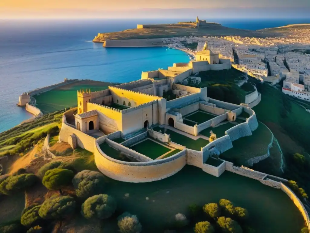 Esplendor medieval: Ruinas de Mdina en Malta al atardecer Exploración de las ruinas de Mdina en Malta al atardecer, con la arquitectura histórica destacando contra un cielo vibrante