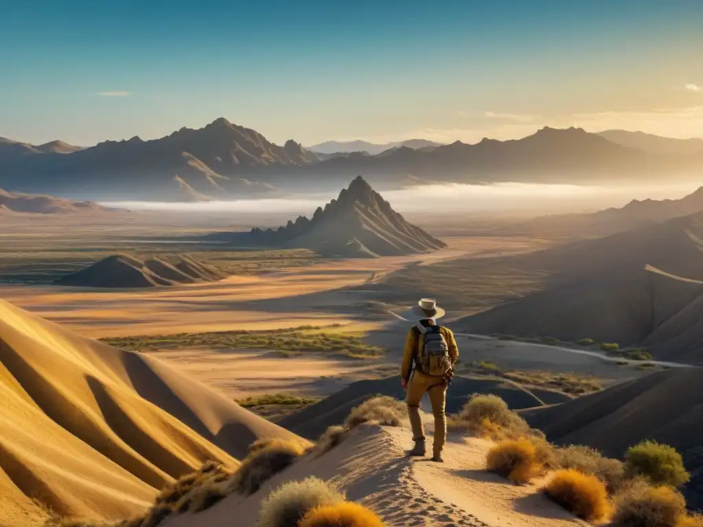 Explorador en el Desierto de Tabernas al atardecer