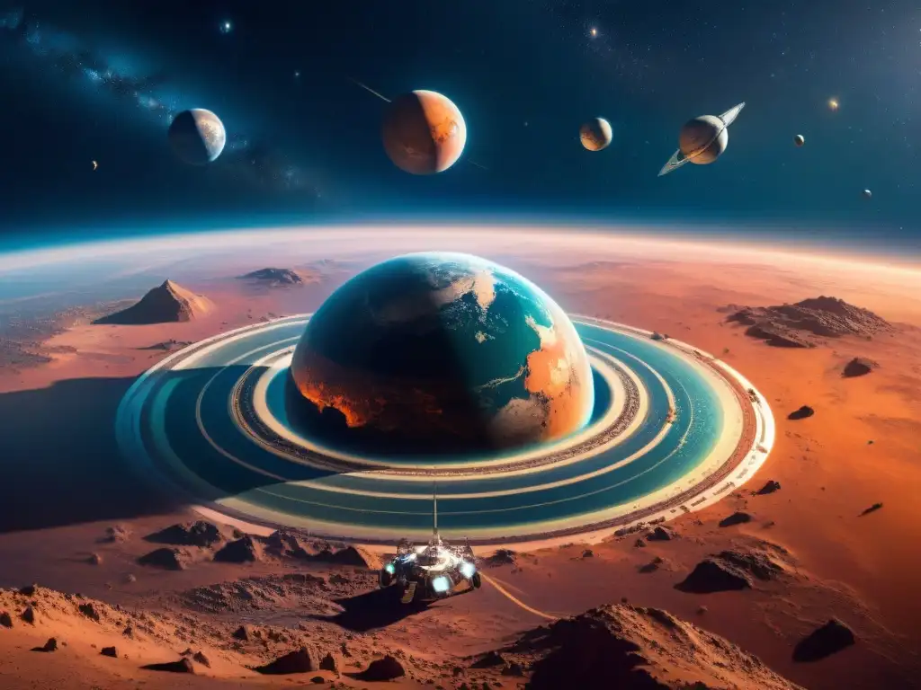 Flota de satélites avanzados orbitando Marte, transmitiendo datos a la Tierra