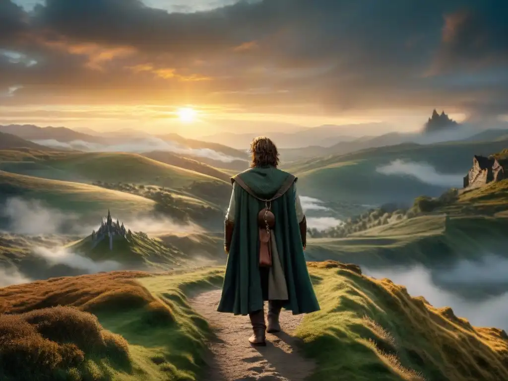 La unión entre Aragorn y Frodo se refleja en esta imagen épica al atardecer en Middleearth