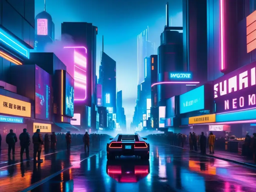 En un futuro tecnológico, dilemas éticos emergen en una ciudad cyberpunk nocturna