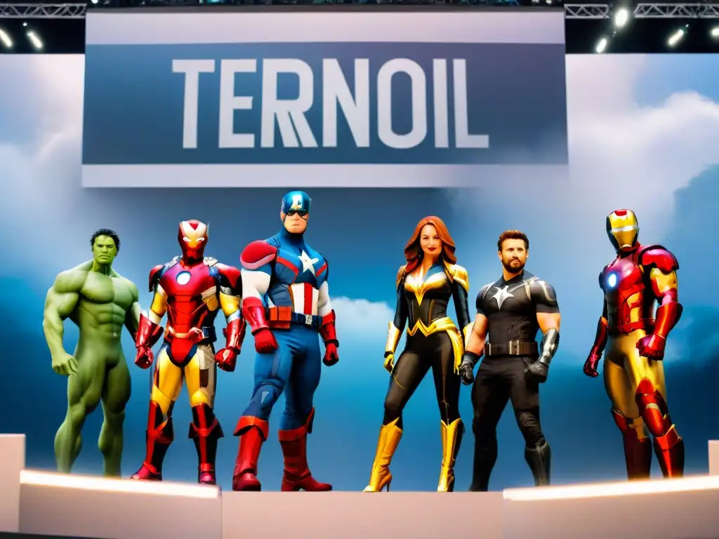 Grupo de fans de Marvel en convención, con increíbles disfraces de personajes del universo Marvel