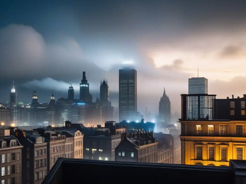 La icónica Batiseñal ilumina la Gotham City nocturna, entre neblina, destacando la lucha contra la corrupción