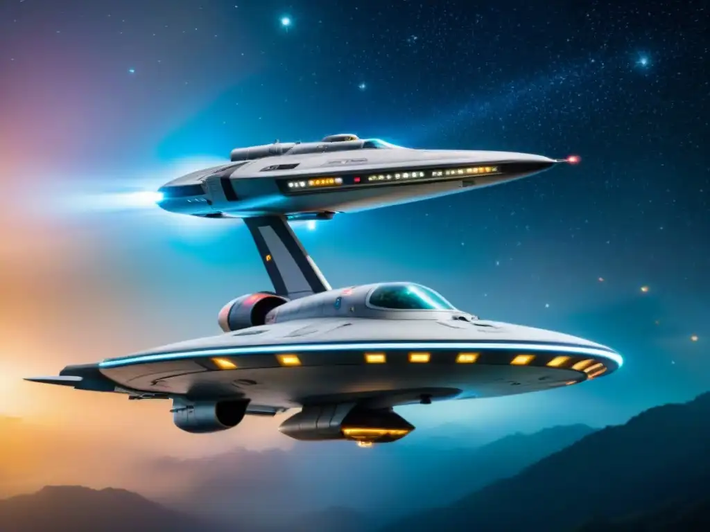 Dos icónicas naves, USS Enterprise y Battlestar Galactica, surcan juntas el universo en una comparativa de Star Trek y Battlestar Galactica