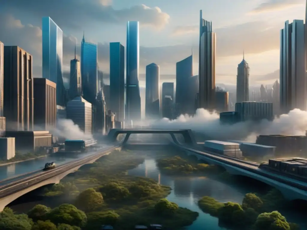 La imagen muestra una ciudad futurista y un páramo postapocalíptico, ilustrando la adaptación de Divergente a película