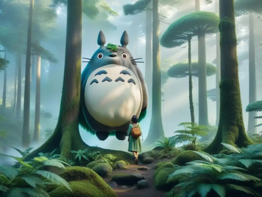 Guardianes del bosque: seres místicos y mágicos entre la niebla Imagen mítica de criaturas del bosque en un universo de origen místico