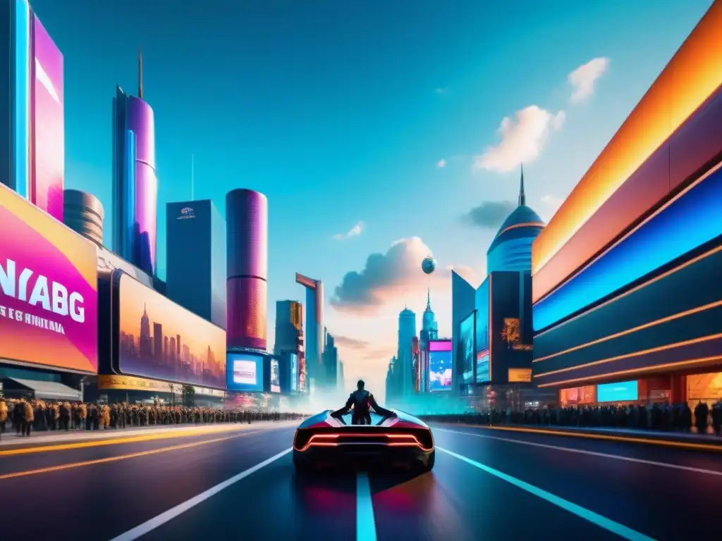 Metrópolis futurista: mitología ancestral en la era digital En la imagen, la mitología antigua se fusiona con la ficción moderna en una metrópolis futurista