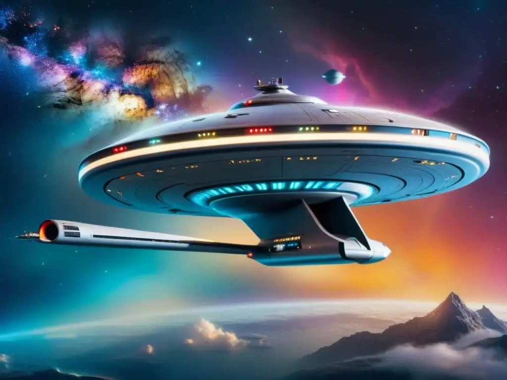 Impacto de Star Trek en la ciencia ficción: la nave Enterprise surcando una galaxia estrellada