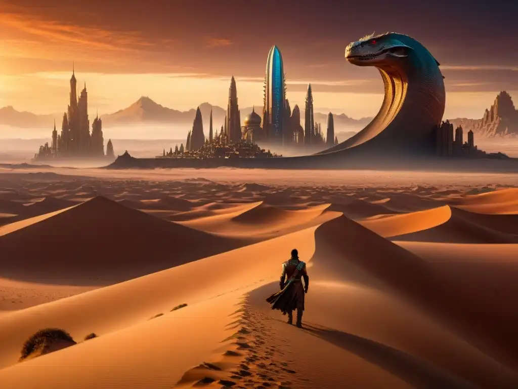 Imponente ciudad futurista en Arrakis de 'Dune', con tecnología avanzada y tradiciones antiguas