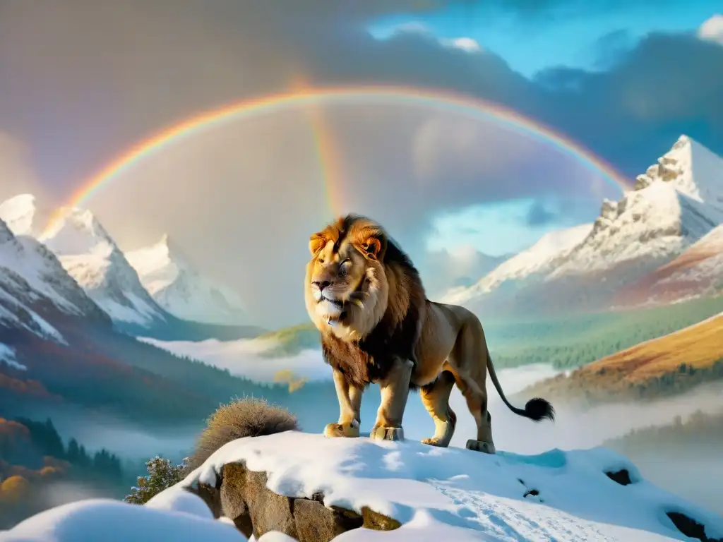 El imponente Aslan, el Gran León, reina en Narnia rodeado de su bestiario