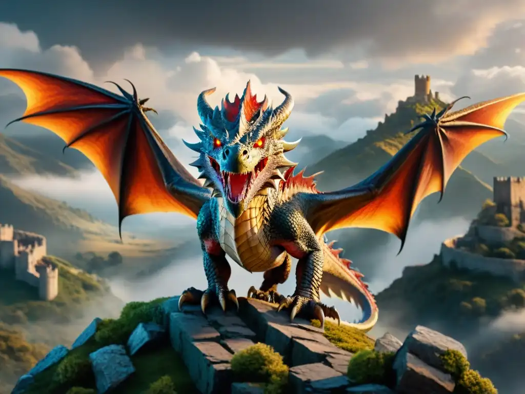 Impresionante dragón alado domina los cielos, evocando a Drogon de Game of Thrones