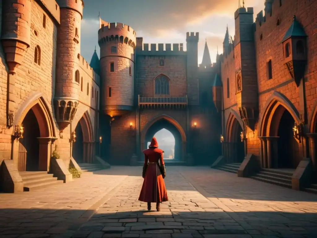 Impresionante arquitectura estilo medieval en el Castillo Rojo de King's Landing al atardecer