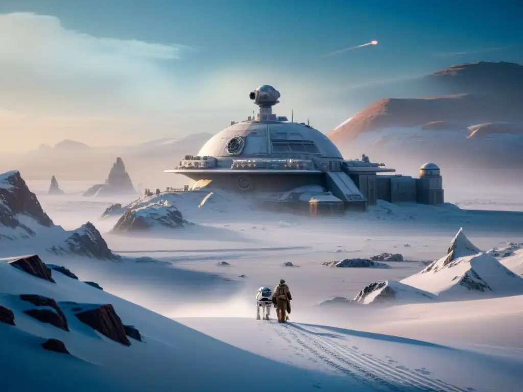 Impresionante contraste geográfico en Star Wars: Rebelión en Hoth entre las montañas nevadas y la base Eco