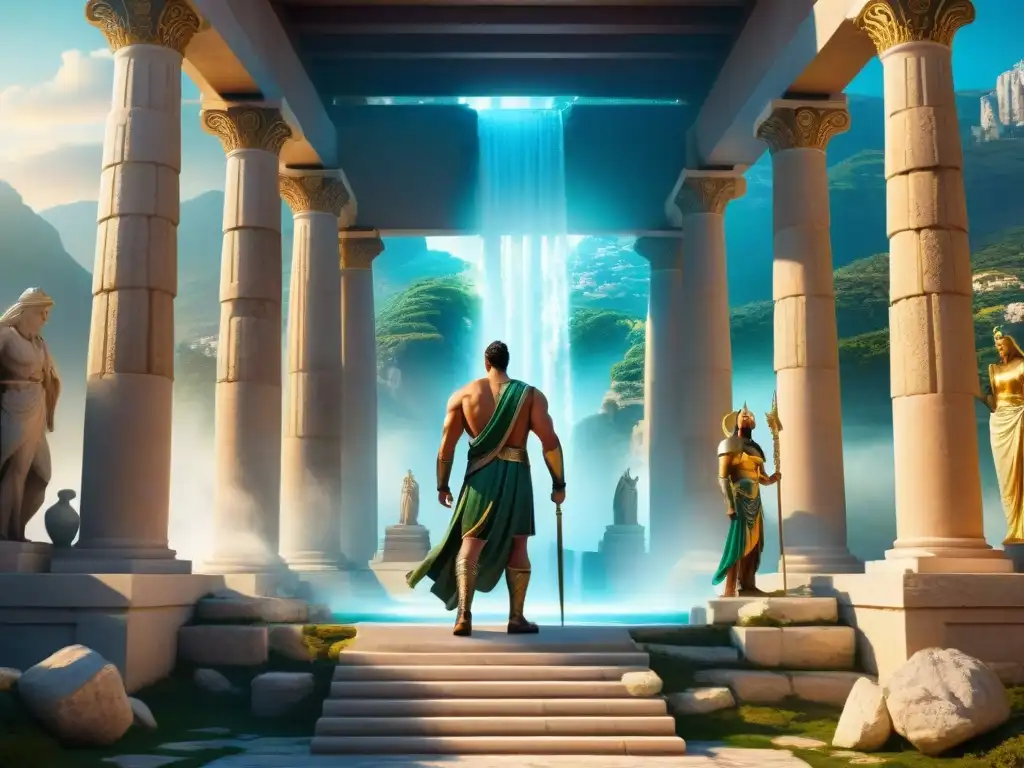 Pantheon de dioses griegos: detallada y mística asamblea en el Monte Olimpo Impresionante ilustración de dioses griegos en Percy Jackson reunidos en el monte Olimpo