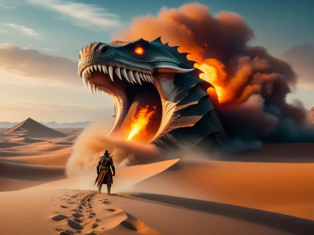 Impresionante sandworm emerge en Arrakis, Fremen en reverencia