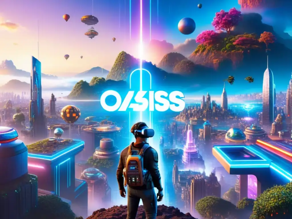 Increíble ilustración del mundo virtual de 'Oasis' de 'Ready Player One'