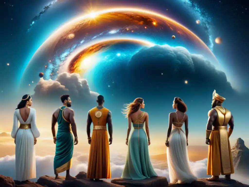 Influencia de los Dioses en una épica reunión celestial de divinidades poderosas de diversas mitologías