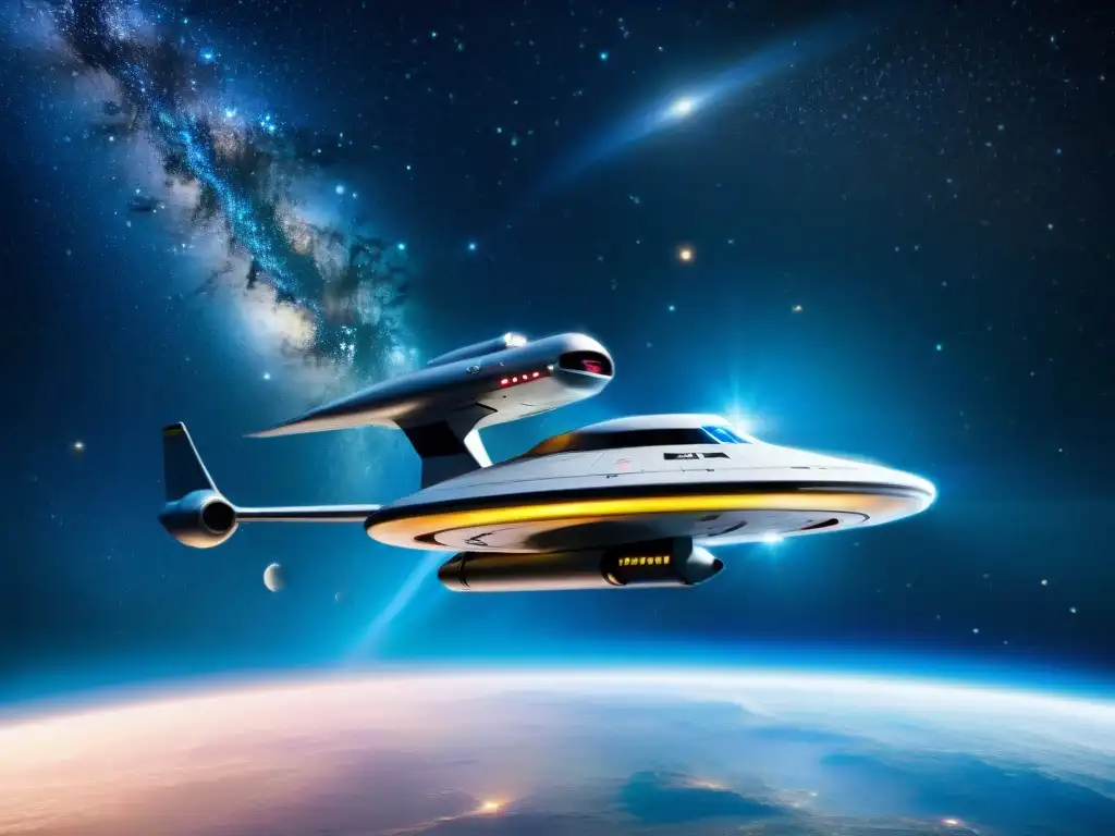 La legendaria nave Starship Enterprise surca el espacio estelar, en una escena que evoca la economía y ética en Star Trek